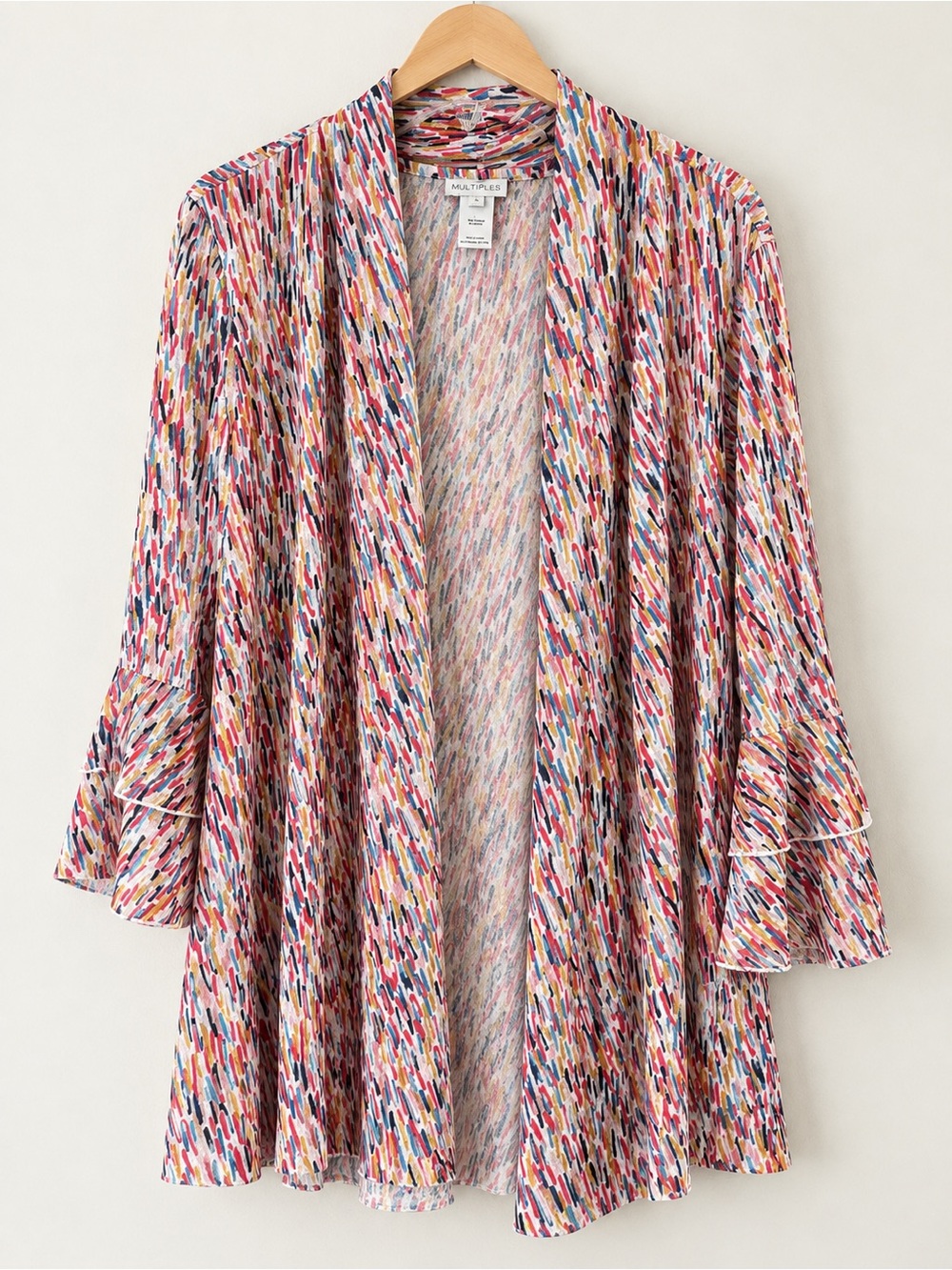 Multiples Multi-Color Printed Open-Front Swim Cover-Up